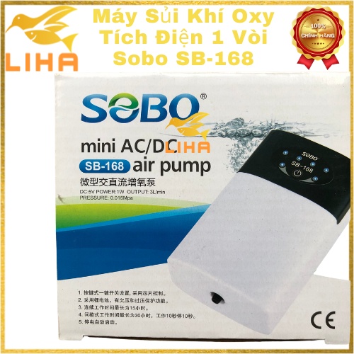 Máy Sủi Oxy Tích Điện 1 Vòi Sobo SB-168 (2W - 3Lít/Phút) - Phòng Cúp Điện Cho Hồ Cá