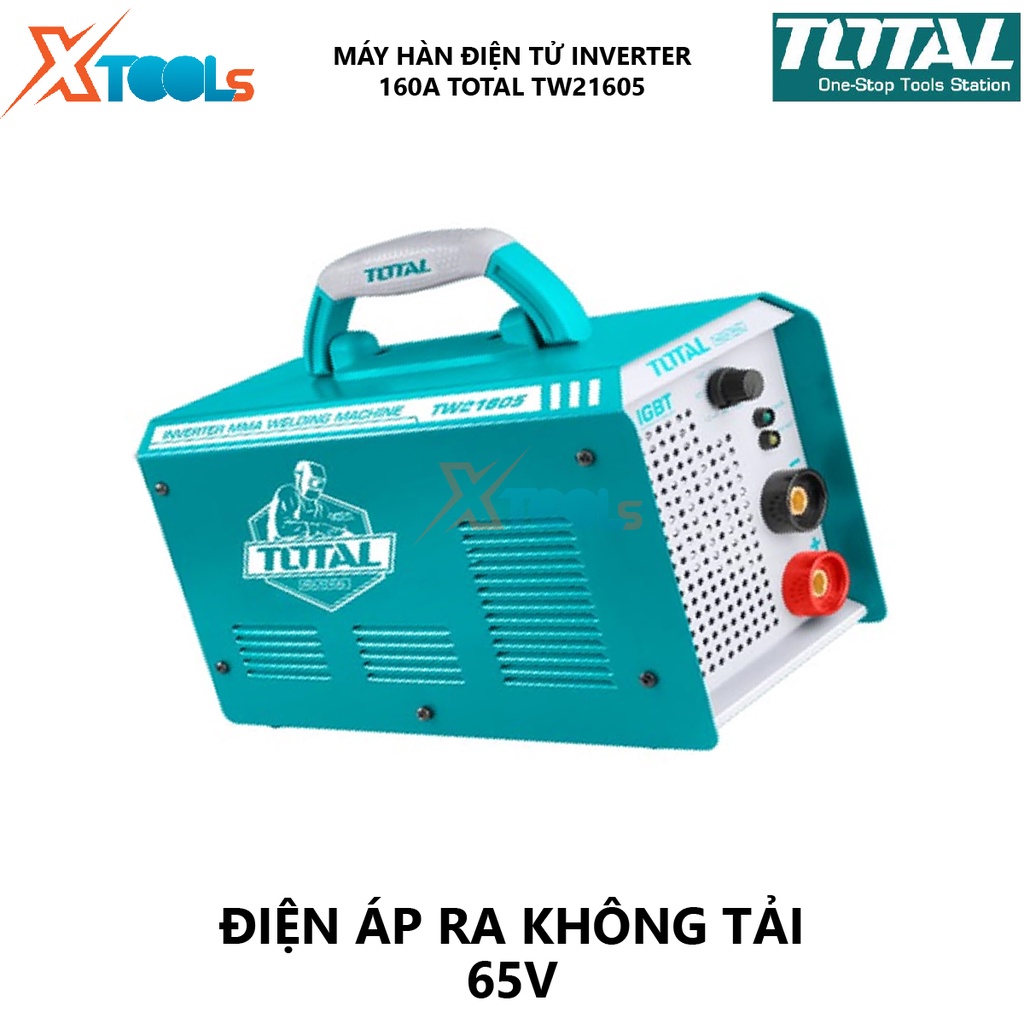 Máy hàn điện tử TOTAL TW21605 Máy hàn điện tử Inverter MMA Nguồn vào 6.3 kVA 65V Dòng điện 10-160A, biến tần IGBT