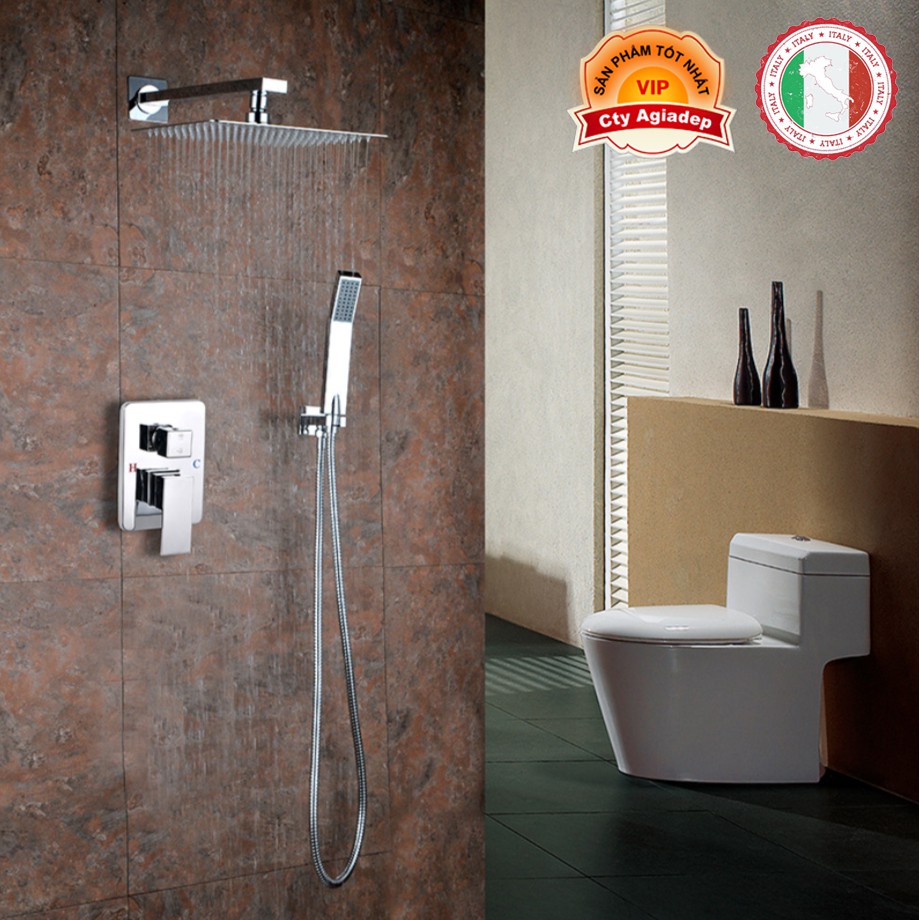 Bộ cây sen tắm nóng lạnh Âm tường Hợp kim bóng đẹp - Siêu xịn ITALIA