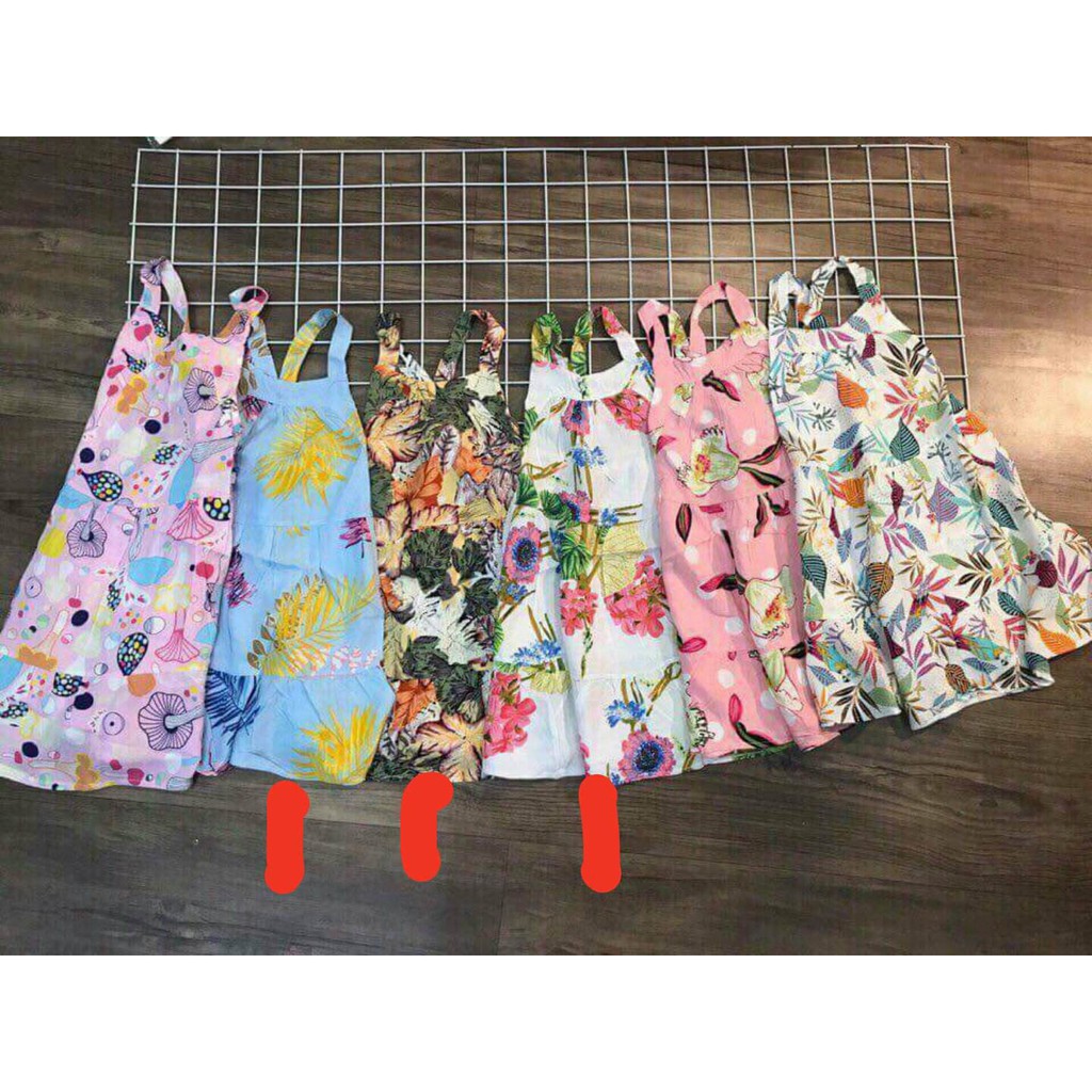 Váy lanh lụa 2 dây cho bé