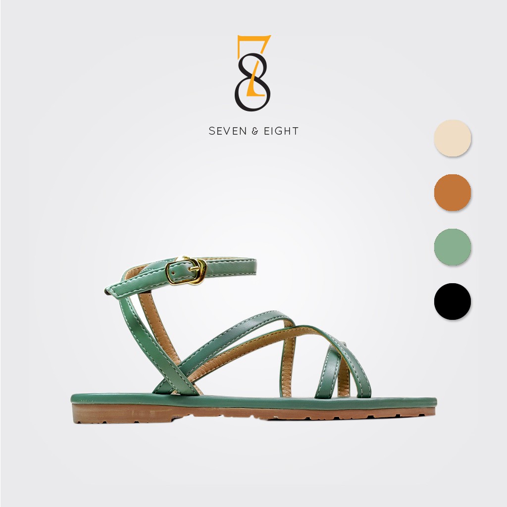 Sandal Quai Chéo Chữ X Lệch Tâm Mũi Vuông Đế Bệt Quai Hậu Ôm Cổ Chân Seven & Eight - SX0007