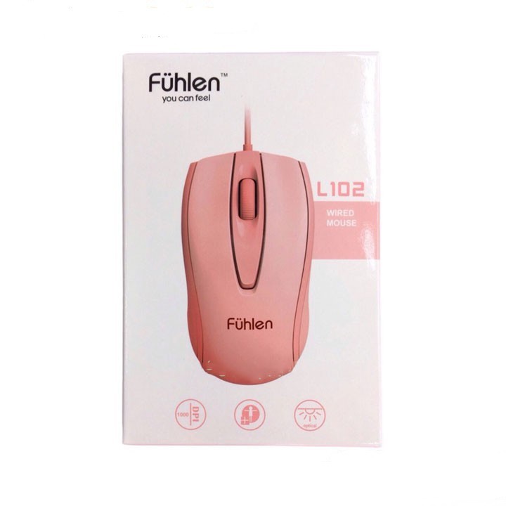 Chuột Có Dây Fuhlen L102 Màu Hồng - Hàng Chính Hãng Ninza (Có Tem Chống Hàng Giả)