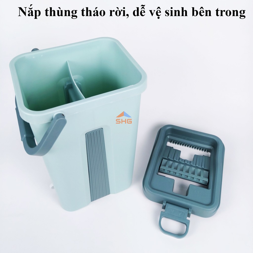 BỘ LAU NHÀ THÔNG MINH TỰ VẮT XOAY 360 ĐỘ SỌC DỌC CAO CẤP, CÂY LAU NHÀ INOX, TẶNG KÈM 2 BÔNG LAU