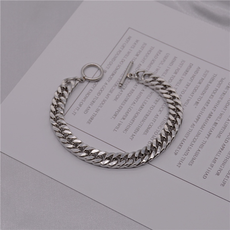 Vòng Tay Dây Xích Bằng Thép Titan Phong Cách Punk Đơn Giản 3 Kích Cỡ Cho Nam