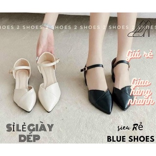 Giày Sandal Nữ Bít Gót 3 Phân Xinh Xắn Mũi Nhọn Siêu Dễ Thương Đi Lùi 1 Size