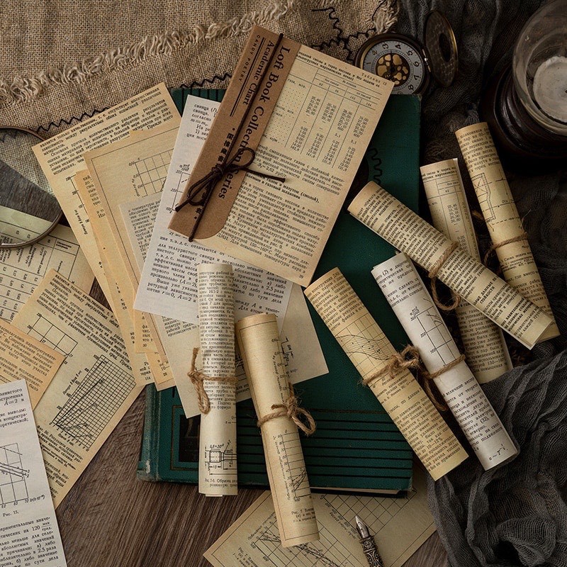 TẬP 60 GIẤY VINTAGE ABOUT PIANO and OLD PAPER DECO BULLET JOURNAL (ảnh thật) - Tiệm nhà Chun