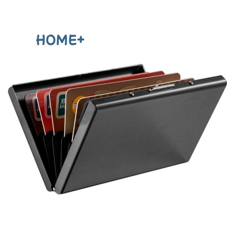 RFID Blocking Wallet Slim Secure Stainless Steel Contactless Card Protector for 6 Credit Cards @vn