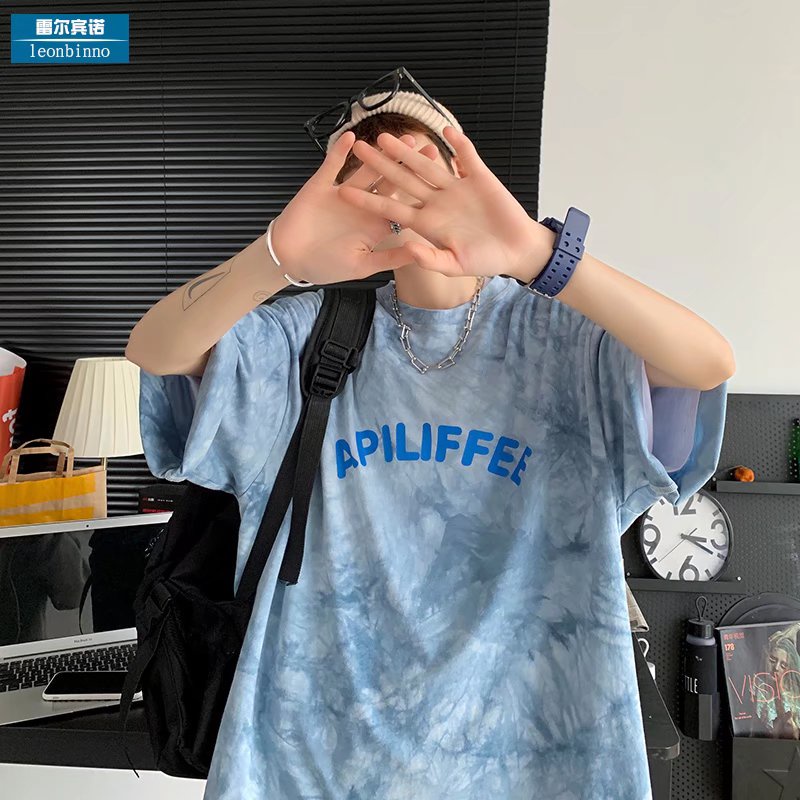 Áo Thun Tay Ngắn Dáng Rộng Thiết Kế Nhuộm Màu Độc Đáo Thời Trang Cá Tính Cho Nam Nữ