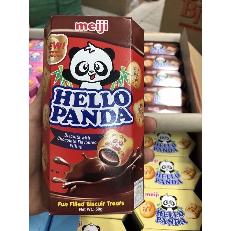 Bánh Gấu Hello Panda Meiji Nhân Kem hộp 50g (Sữa, Dâu, Socola)