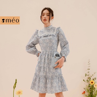 Váy liền nữ Méo shop kiểu Hàn dài tay hoa dáng xòe Chie