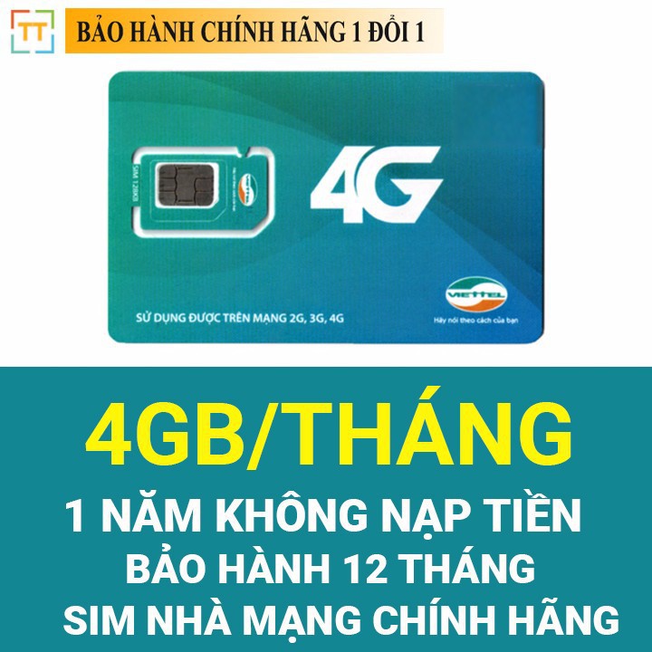 Sim 4G Viettel trọn gói 1 năm D500 4Gb/tháng