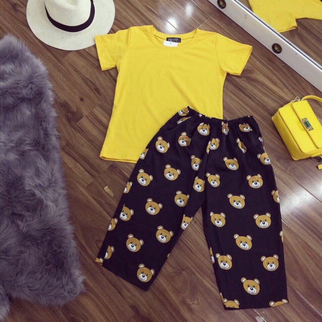 Bộ quần lụa áo cottong Topshop