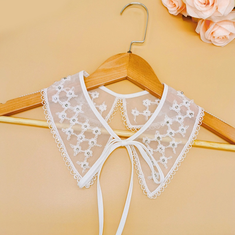 Khăn Quàng Cổ Bằng Lưới Đính Hạt Pha Lê Lấp Lánh Thêu Họa Tiết Hoa Xinh Xắn Cho Búp Bê