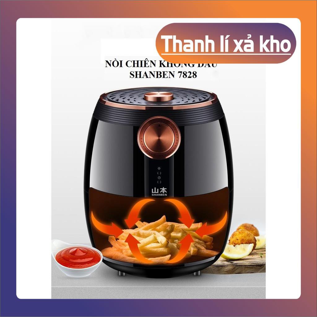 Nồi chiên không dầu điều khiển cơ SHANBEN 7828 dung tích 4.5L, nồi chiên không dầu công suất 1400W - freeship