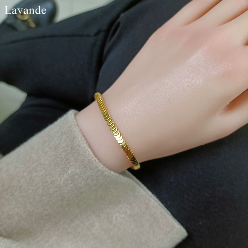Vòng Tay Bằng Thép Không Gỉ Mạ Vàng 18K Dây Xích Mở Rộng Mềm Mại Thân Thiện Với Làn Da Không Phai Màu
