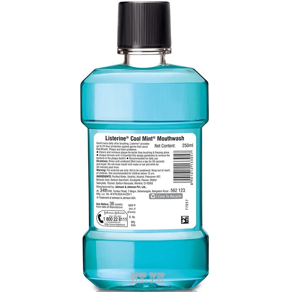 Nước Súc Miệng 250Ml Listerine Cool Mint Zero Alcohol chính hãng