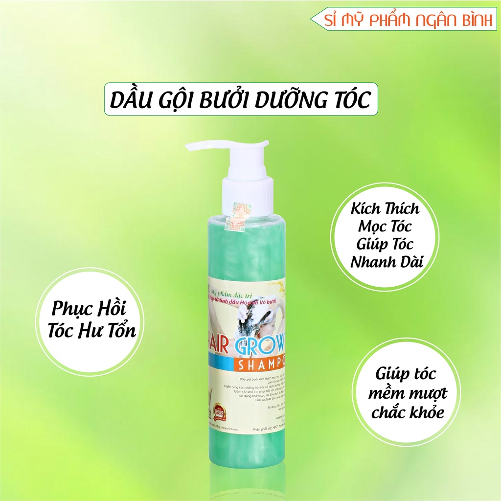 Dầu gội bưởi dưỡng tóc đẩy tóc mọc nhanh, giảm rụng tóc, chống hói, mái tóc dày dài, hết khô xơ, mềm mượt 150ml