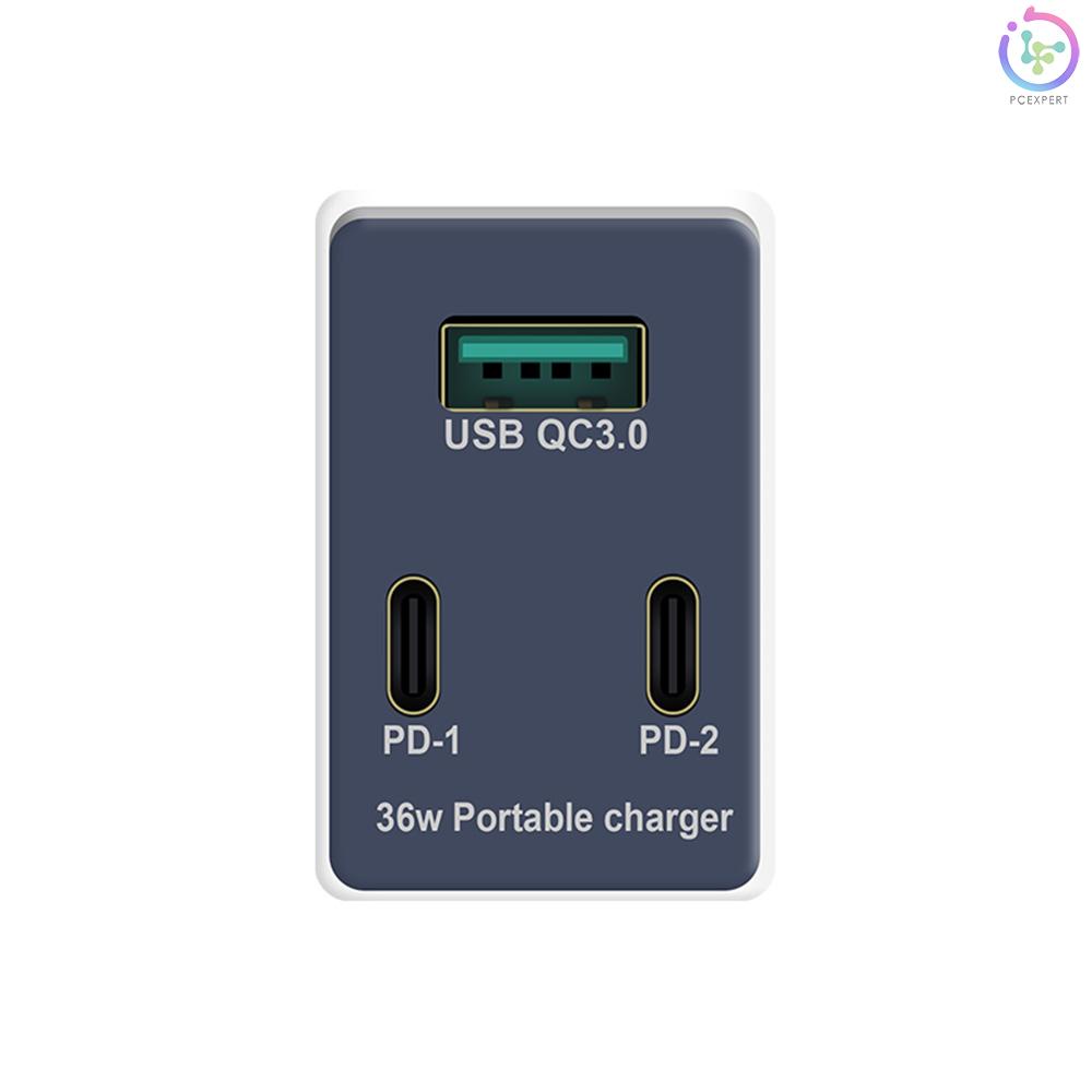 WLX-X3 3 Port USB+Type-C Charger Dual PD+QC3.0 Adapter Quick Charge Portable Charger Head for Tablet/Phone UK Plug