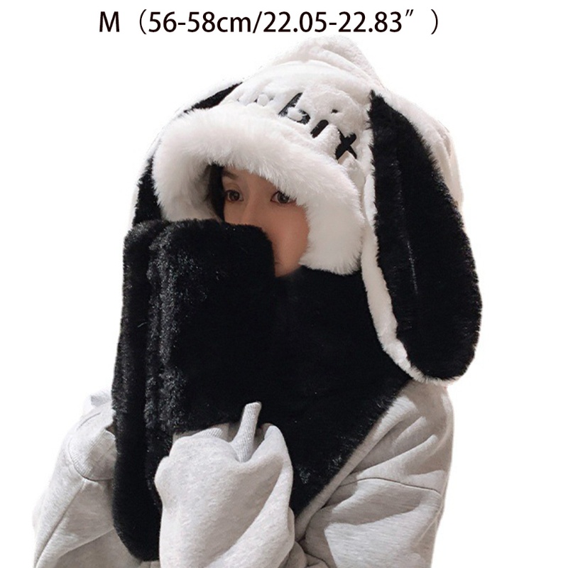 Set Mũ Tai Thỏ Kèm Khăn Choàng Mềm Mại Ngọt Ngào Cho Người Lớn