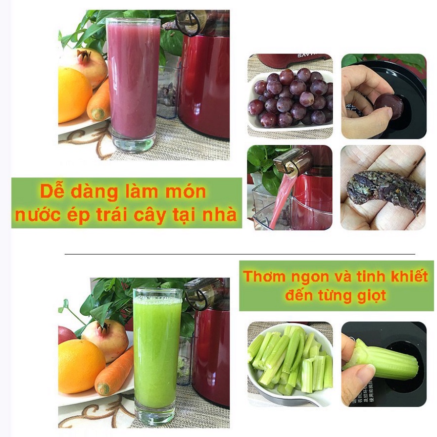 Máy ép trái cây SAVTM  máy ép hoa quả chế độ kép ép rau quả, ép hoa quả cứng, ép tới 96% lượng nước từ rau quả