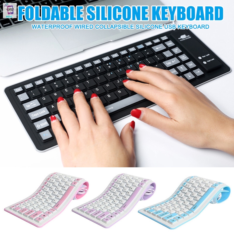 Bàn phím silicon chống nước có thể uốn cong linh hoạt kết nối không dây qua cổng USB
