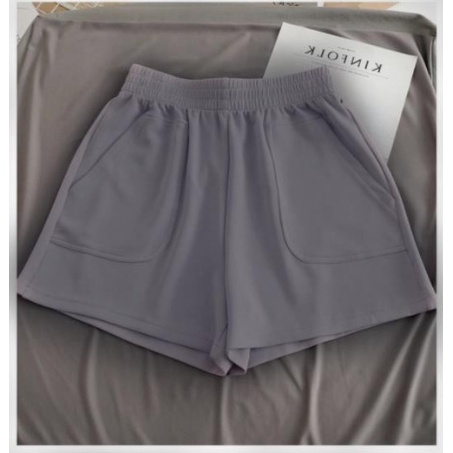 Quần Short Thể Thao Lưng Cao Ống Rộng Màu Sắc Đơn Giản Cho Nữ