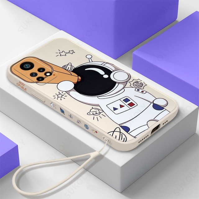 ốp lưng điện thoại phi hành gia tương thích cho Xiaomi Redmi Note 11 Pro 10 Pro 9s 9 8 7S 7 Pro Redmi 8 9 9A 9C 9t 10 Vỏ TPU mềm chống rơi chống sốc case