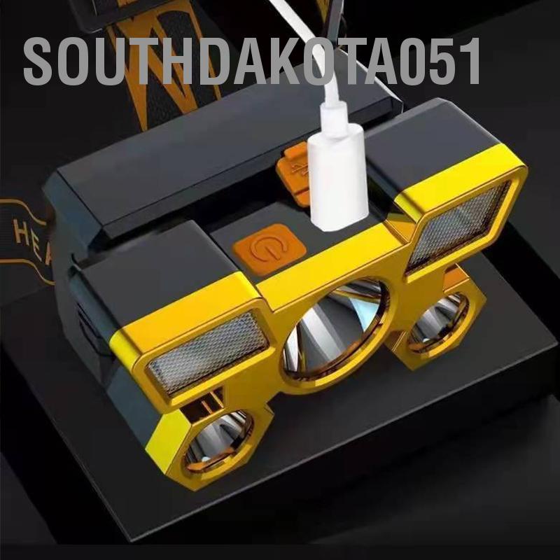 Southdakota051 Đèn pha ABS Sạc USB Ánh sáng mạnh cắm trại đường dài để cưỡi đêm Câu cá