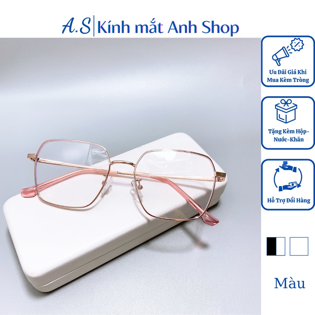 Kính giả cận kim loại thời trang kiểu vuông to thiết kệ to cá tính nhiều màu sắc 72567