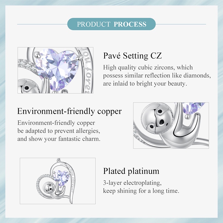 Vòng cổ BAMOER đính đá zircon tím thời trang cho nữ