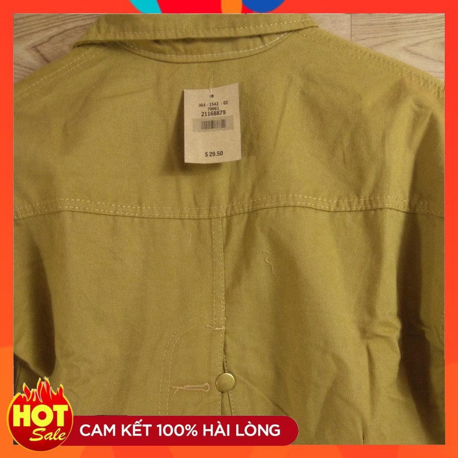 Áo khoác nữ khaki lửng xẻ lưng màu đơn