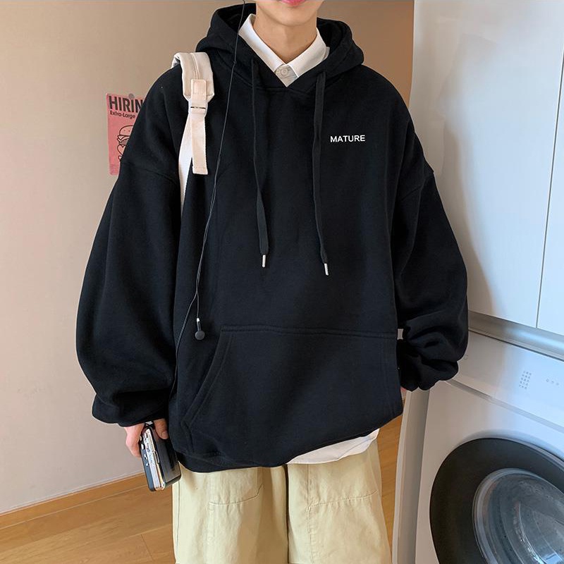 Áo khoác nam tay dài có nón in chữ size M-5XL