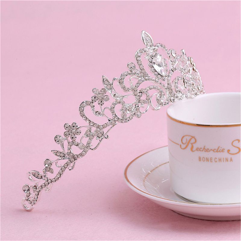 Bộ Vòng cổ + bông tai + băng đô cài tóc hình vương miện đính pha lê thời trang cho nữ