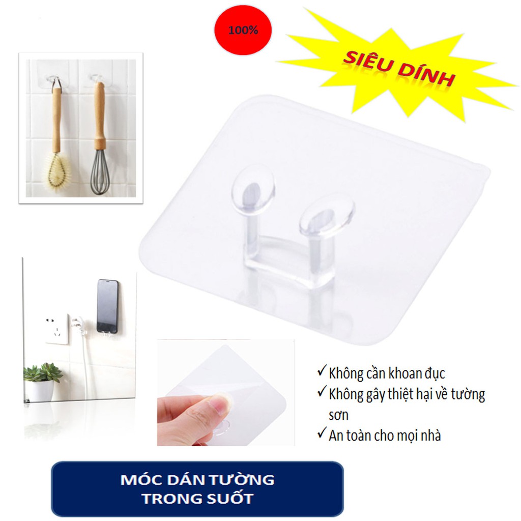 Miếng dán trong suốt đa năng thay thế kệ dán tường, nhà tắm, nhà bếp, treo đầu dây cắm điện - buyone - PK134