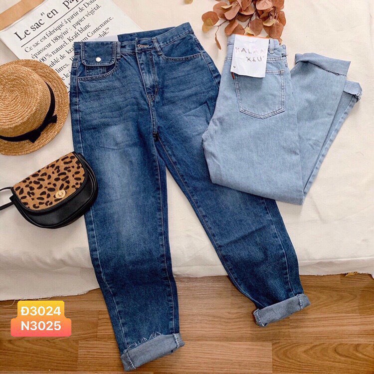 quần baggy jean phối nắp túi cực lạ đẹp xinh 2 màu đậm nhạt siêu hot