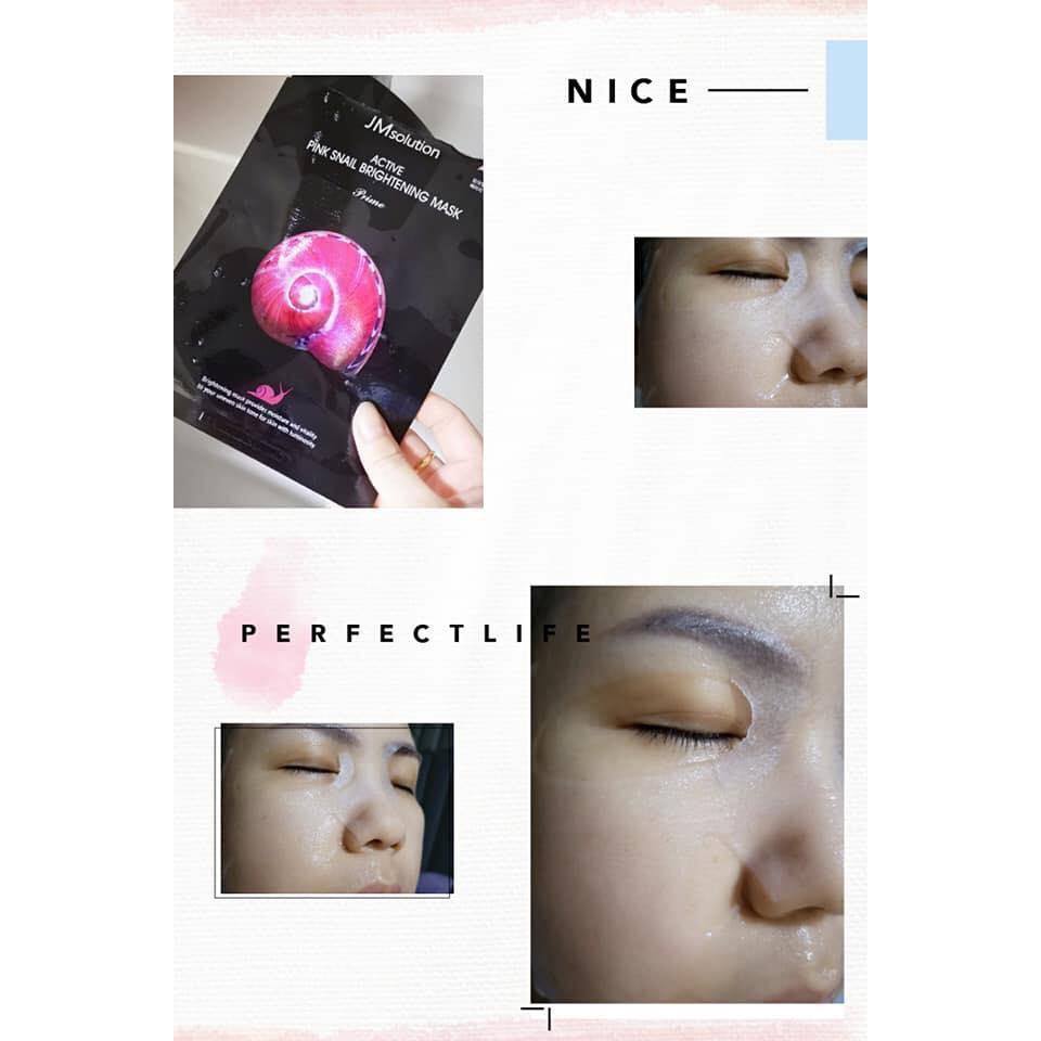 Combo 5 Mặt Nạ Dưỡng Ẩm, Trẻ Hóa Da Chiết Xuất Ốc Sên JM solution Active Pink Snail Brightening Mask 30ml x5
