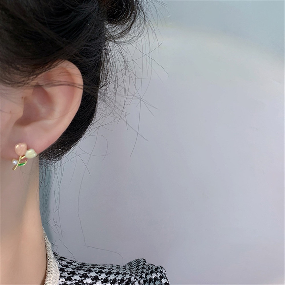 Bông Tai Hình Hoa Tulip Màu Hồng Ngọt Ngào Thời Trang Mùa Hè Cho Nữ