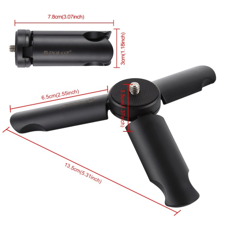 Puluz tripod mini kiêm tay cầm quay video điện thoại và GoPro - Hàng chính hãng