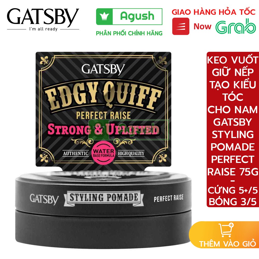 Keo vuốt tóc giữ nếp tạo kiểu định hình tóc nam Gatsby Styling Pomade Perfect Raise 75g gốc nước bóng chính hãng giá rẻ