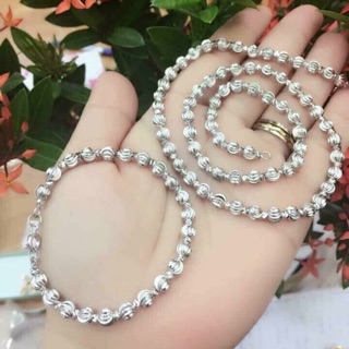 Dây chuyền bi trắng và lắc tay bi trắng titan bền vĩnh viễn