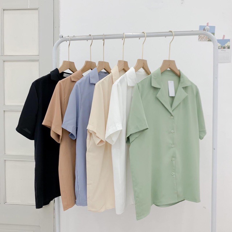 Sơ Mi Voan cộc tay cổ Vest - Hàng Quảng Châu, Ulzzang 2021 | BigBuy360 - bigbuy360.vn