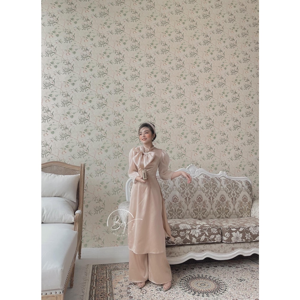 Áo dài lụa tơ sống phối lụa nhật xịn_áo dài 4 tà_hàng chất lượng_siêu xinh yêu_LT893
