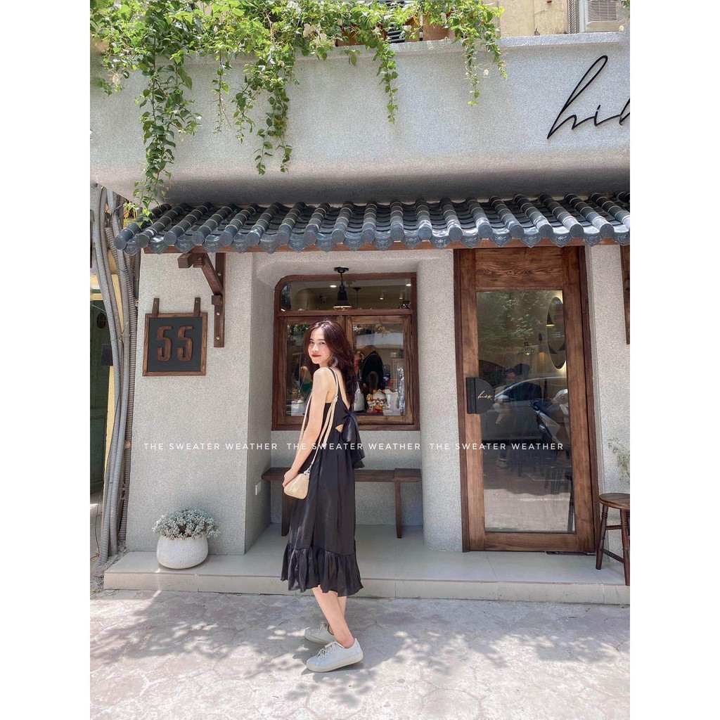 Váy hai dây maxi buộc nơ lưng bản to (tặng kèm dán ngực) | BigBuy360 - bigbuy360.vn