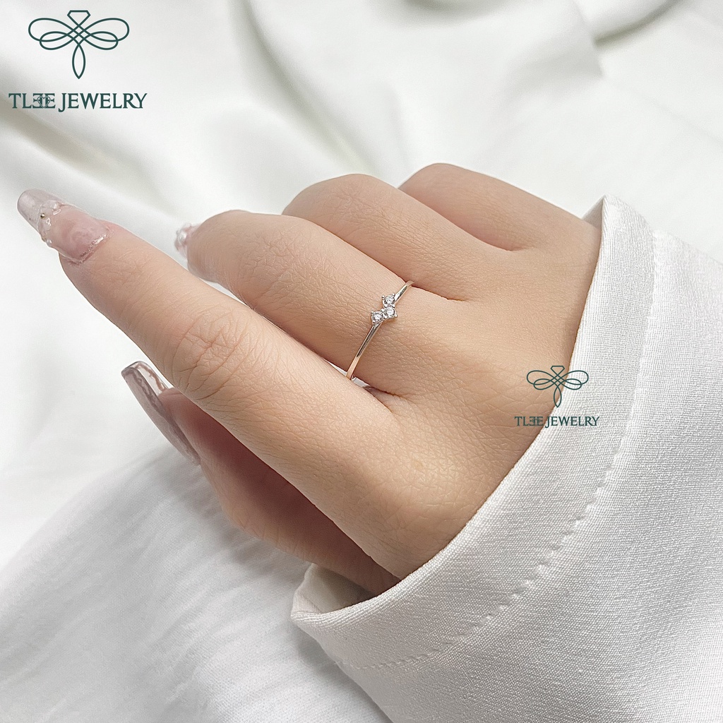 Nhẫn bạc nữ TLEE tim tiny mảnh đính đá lấp lánh TleeJewelry A0126