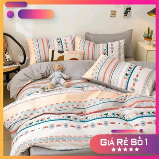 [SIÊU SALE] Bộ chăn ga gối phong cách Hàn Quốc -Drap giường cotton poly nhập khẩu  Thổ Cẩm Trắng ( không kèm ruột )