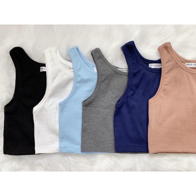 Áo ba lỗ nữ trơn dáng croptop chất thun gân Mỹ ( Basic TankTop)