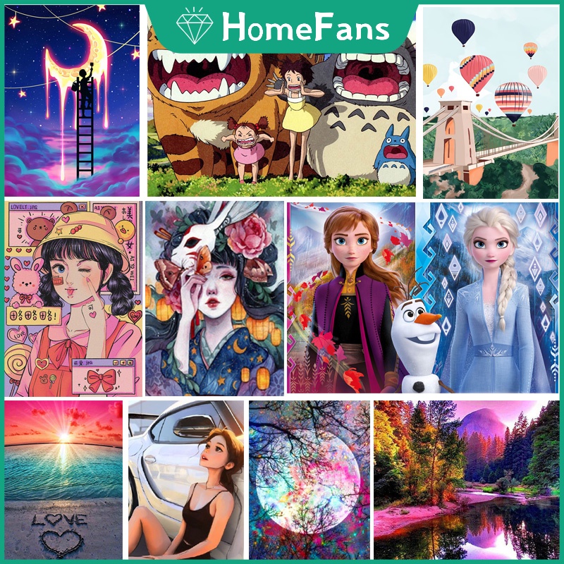 Bộ tranh đính đá 5D họa tiết độc đáo kích thước 30x40cm DIY dùng trang trí