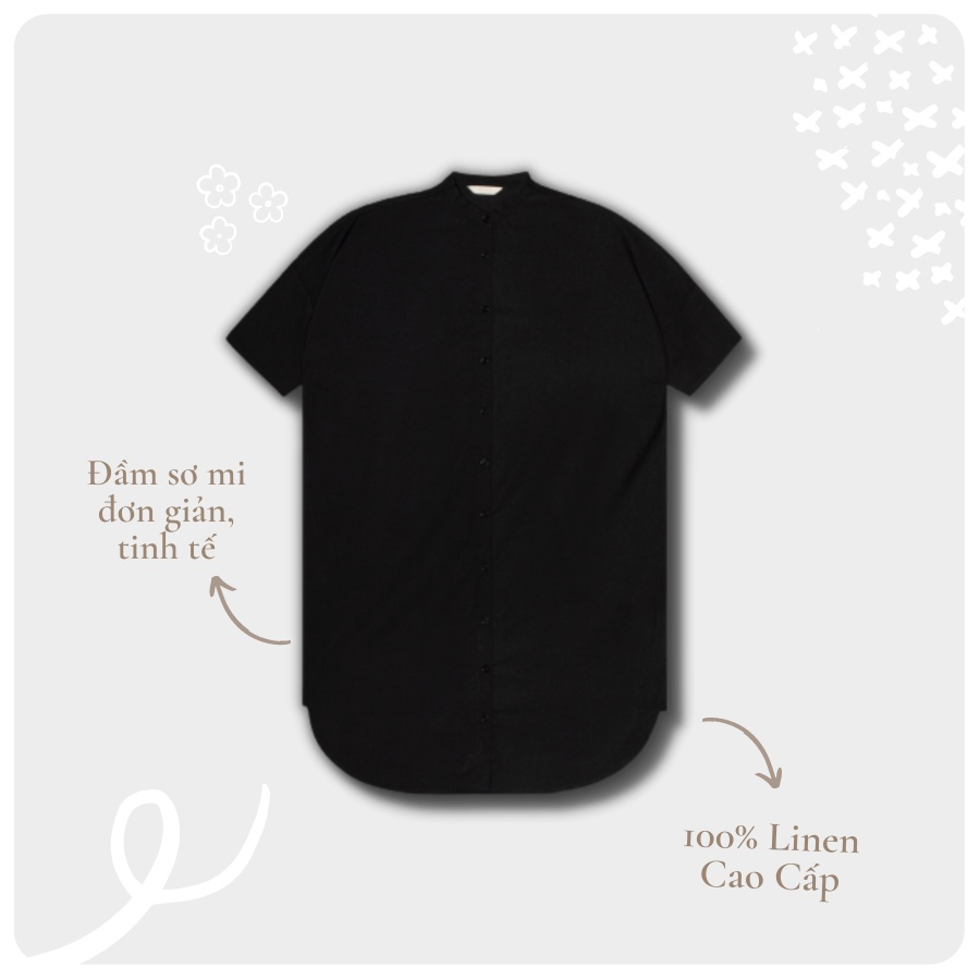 Đầm Sơ Mi Linen NỮ Freesize Màu Đen/Be/Xanh Mint