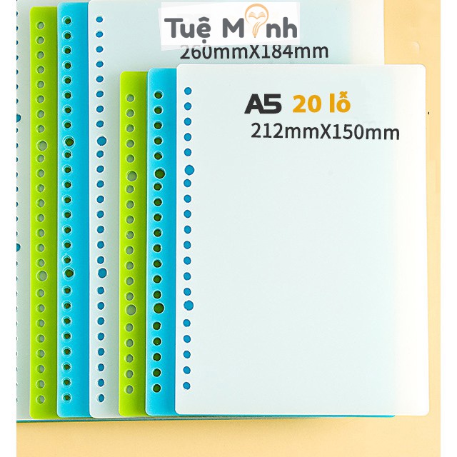 Bộ 4 Bìa nhựa tab phân trang A5 / B5 / A4 trong suốt, xanh dương làm Bìa Binder