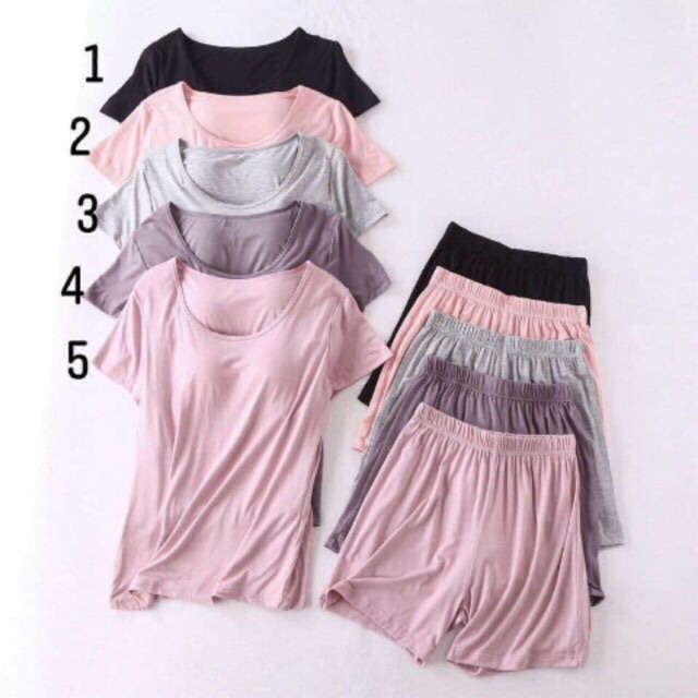 Bộ đồ mặc nhà kèm áo ngực chất mát mịn (hàng có sẵn)